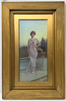 une image d'un tableau représentant une femme en robe blanche