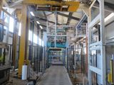 a conveyor belt in the middle of a factory