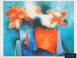 une peinture représentant un vase contenant des fleurs