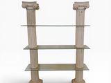 une étagère en verre composée de deux colonnes et de deux tablettes en verre
