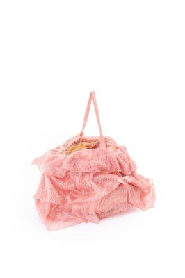 Jeanne LANVIN circa 1930 - Bourse en crêpe de soie rose, agr…