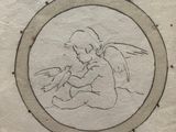an image of a drawing of an angel holding a baby