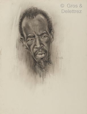 dessin représentant un homme à lunettes et barbu sur une photo en noir et blanc