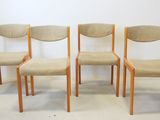 four mid century danish teak dining chairs with upholstered seats