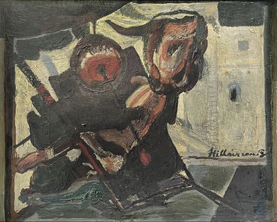 un tableau représentant un homme tenant un pistolet à la main