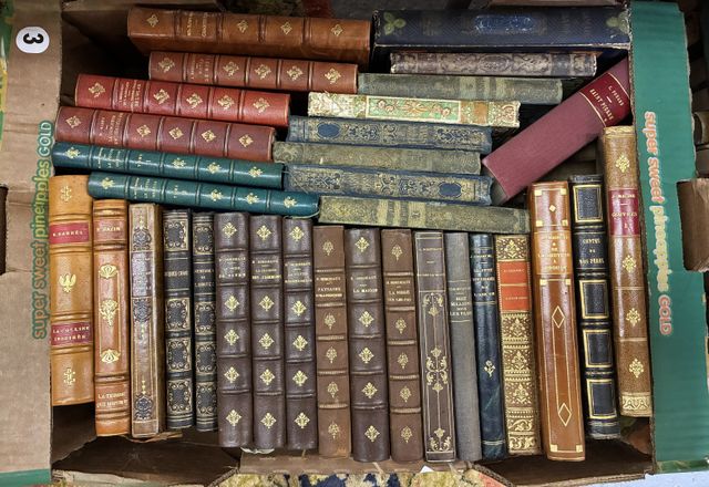 Carton de livres de littérature et divers bien relié.
