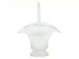 clear glass vase with a handle on a white background