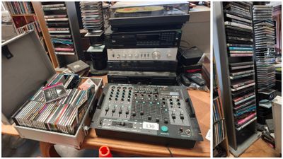 many different types of audio equipment sitting on a table