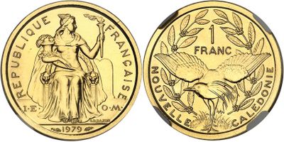 a gold coin with the image of a woman and a bird on it
