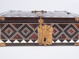 an image of a wooden box with a lock on it