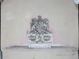 a drawing of a coat of arms on top of a table