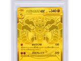 the pokemon card is in a clear plastic holder