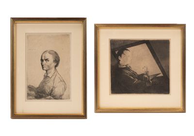 deux dessins encadrés représentant un homme et une femme