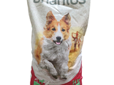 a bag of dog food that is sitting on a table