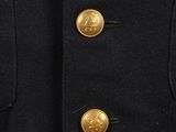 a black peale coat with gold buttons on the front