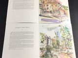 two pages of a book with watercolor drawings on them
