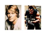 two different pictures of a man with a gun and a man with a gun