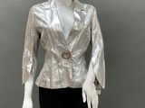 an image of a mannequin wearing a shiny jacket