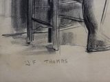a drawing of a person sitting on a chair