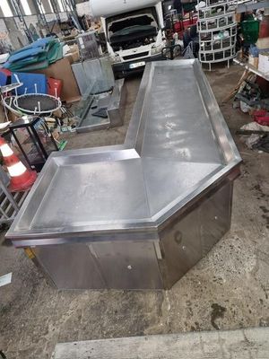 Étal de poissonnerie professionnel en inox (angle L) Comptoi…