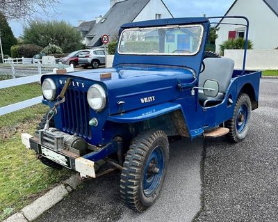 une jeep bleue garée sur le bord de la route
