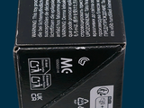 a black box with a white label on it