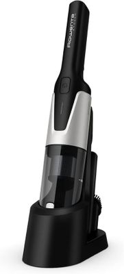 une image représentant un aspirateur noir et argenté sur fond blanc