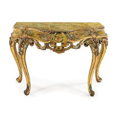 CONSOLE EN BOIS SCULPTÉ ET LAQUÉ, VENISE - Photo 1