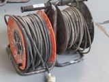 a reel of wires on a cart on the floor