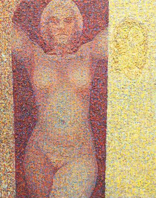 Jean FAVRE (Xxe siècle), La gardienne de la caverne, huile s…