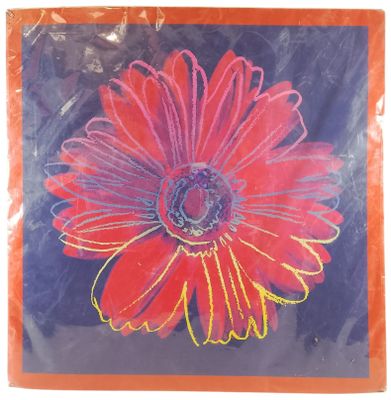 a picture of a red flower on a blue background