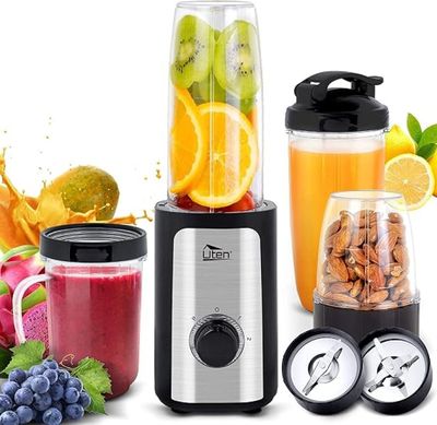 un mixeur contenant divers fruits et légumes