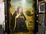 a painting on the side of a cabinet in a room
