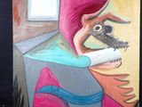 un tableau représentant une femme tenant un crâne dans la main