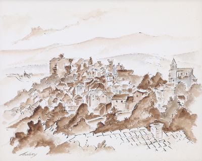 Robert SAVARY (1920-2000) Vue de village du Midi