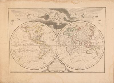 une vieille carte du monde représentant deux hémisphères