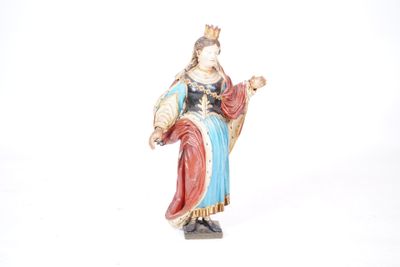 figurine of a woman in a blue dress with a crown on her head