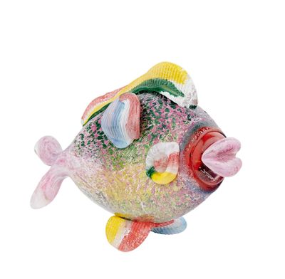 brightly colored fish figurine on a white background with a white background