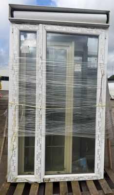 a large window that is sitting on a pallet