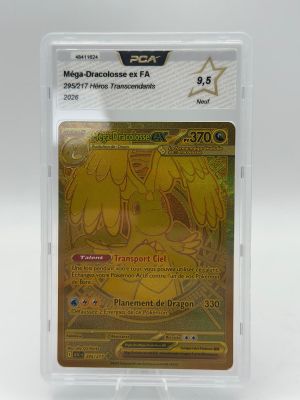 a close up of a pokemon card in a plastic case