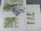 many different types of postcards on a table