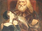 a painting of a man and a woman sitting together