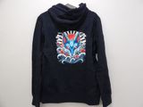 a black hoodie with an image of a cat on it