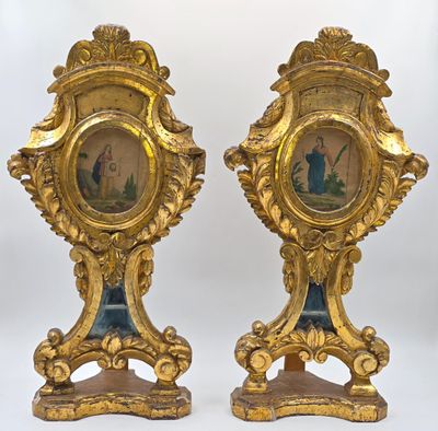 paire de socles d'horloge français du XIXe siècle, en cuivre doré et marbre