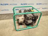 a small pump sitting on top of a green metal frame