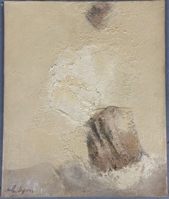 Michel POUTEYRON (1938-2011) Sable blanc Abstraction beige, …