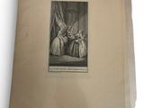 an old book with a picture of a woman in a dress