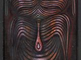 an image of a painting of a man ' s face with a tear coming out of it