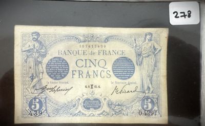 un ancien billet de banque français sur lequel figure le portrait d'une femme