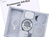 a white box with various items inside of it